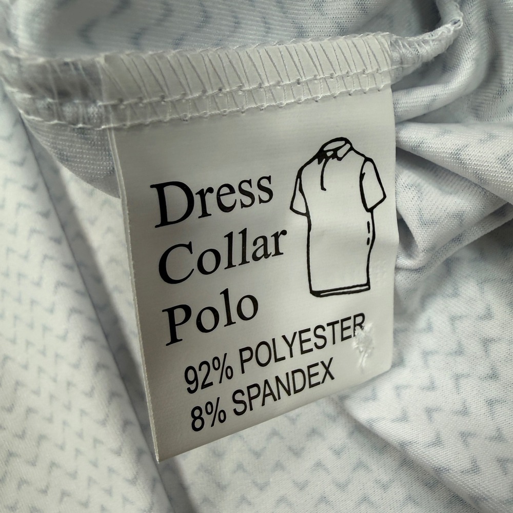 Collars & Co Men XL Polo Shirt White Gray Pulse Geometric Firm Dress Collar NEW - Picture 9 of 10
